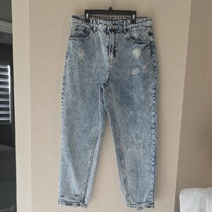 SHEIN Light Blue Distressed Boyfriend Jeans